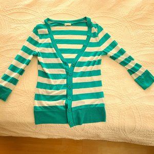 Green & White Cardigan